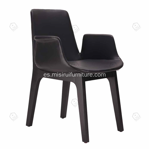 Cuero negro genuino Ventura Sillón de cuero Ventura